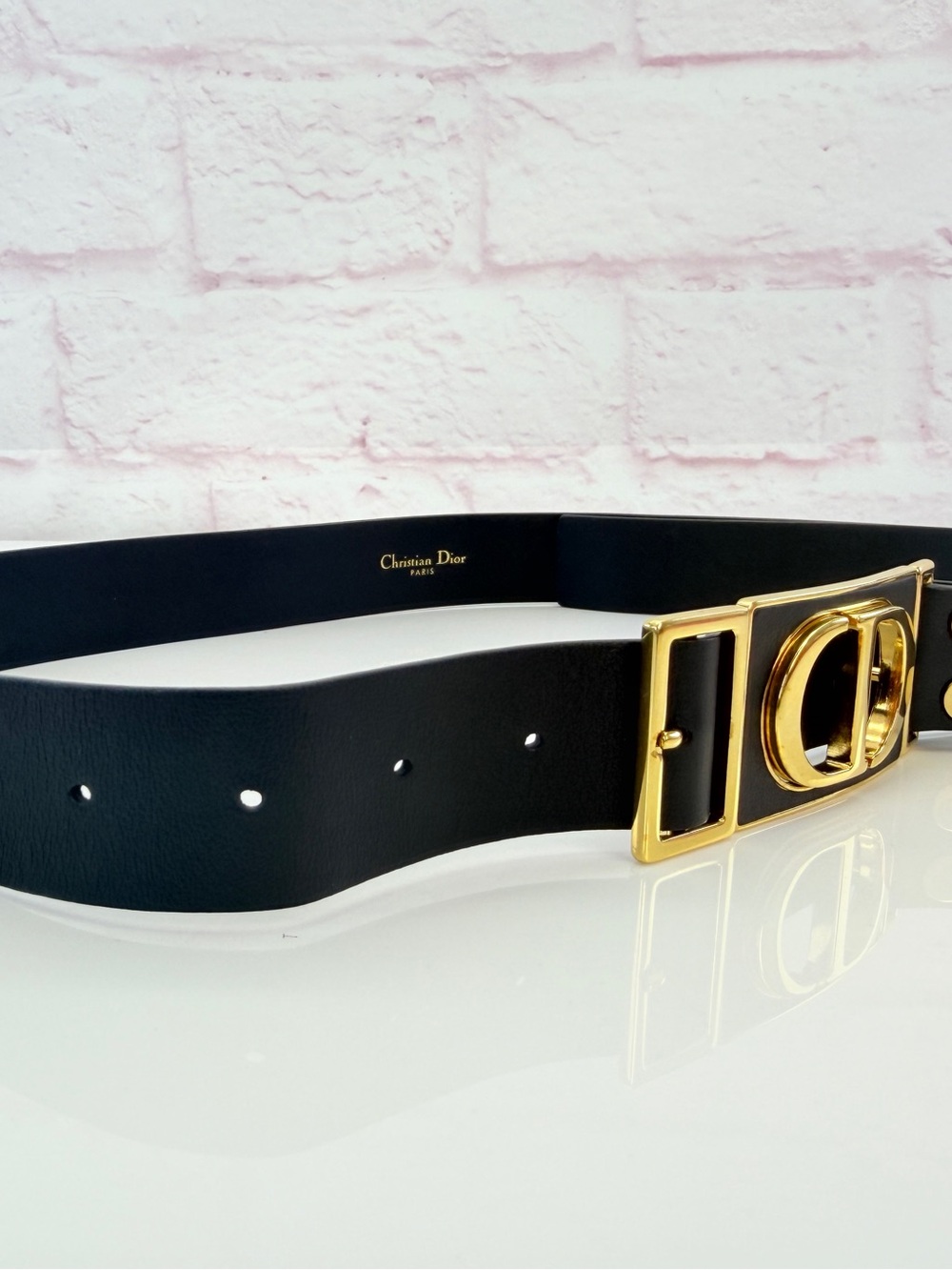 BLACK CHRISTIAN DIOR LEATHER LOGO BELT - Picture 4 of 13